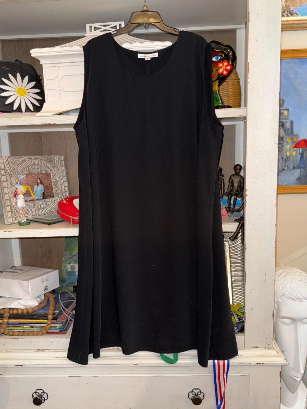 Caroline Rose 3x black scoop neck basic sleeveless dress - Picture 4 of 6